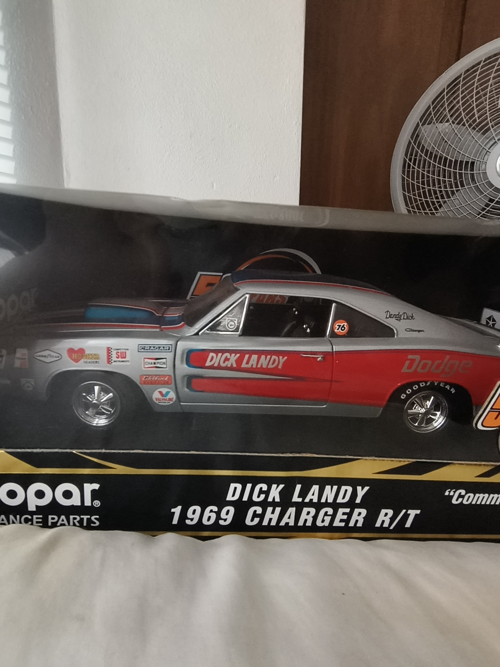 Dick Landy 1969 Dodge Charger R/T Diecast Car - Red & Silver 1/18 Scale